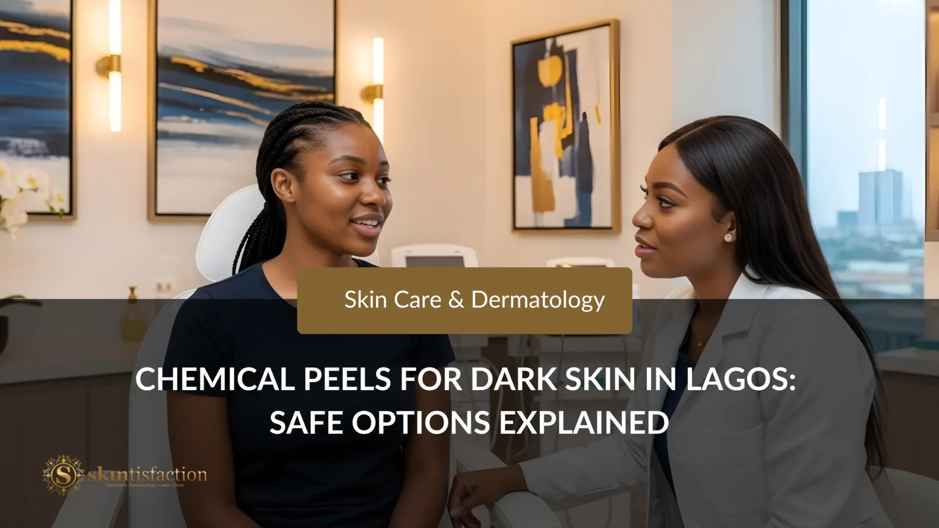 Dermatologist And Client Discussing Safe Chemical Peels For Dark Skin In Lagos Clinic.