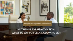 Professional consultation on Nutrition for Healthy Skin in a modern office.