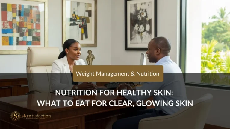 Professional consultation on Nutrition for Healthy Skin in a modern office.
