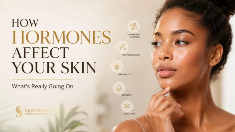 How hormones affect your skin, with acne, dryness, sensitivity, and hormonal changes.