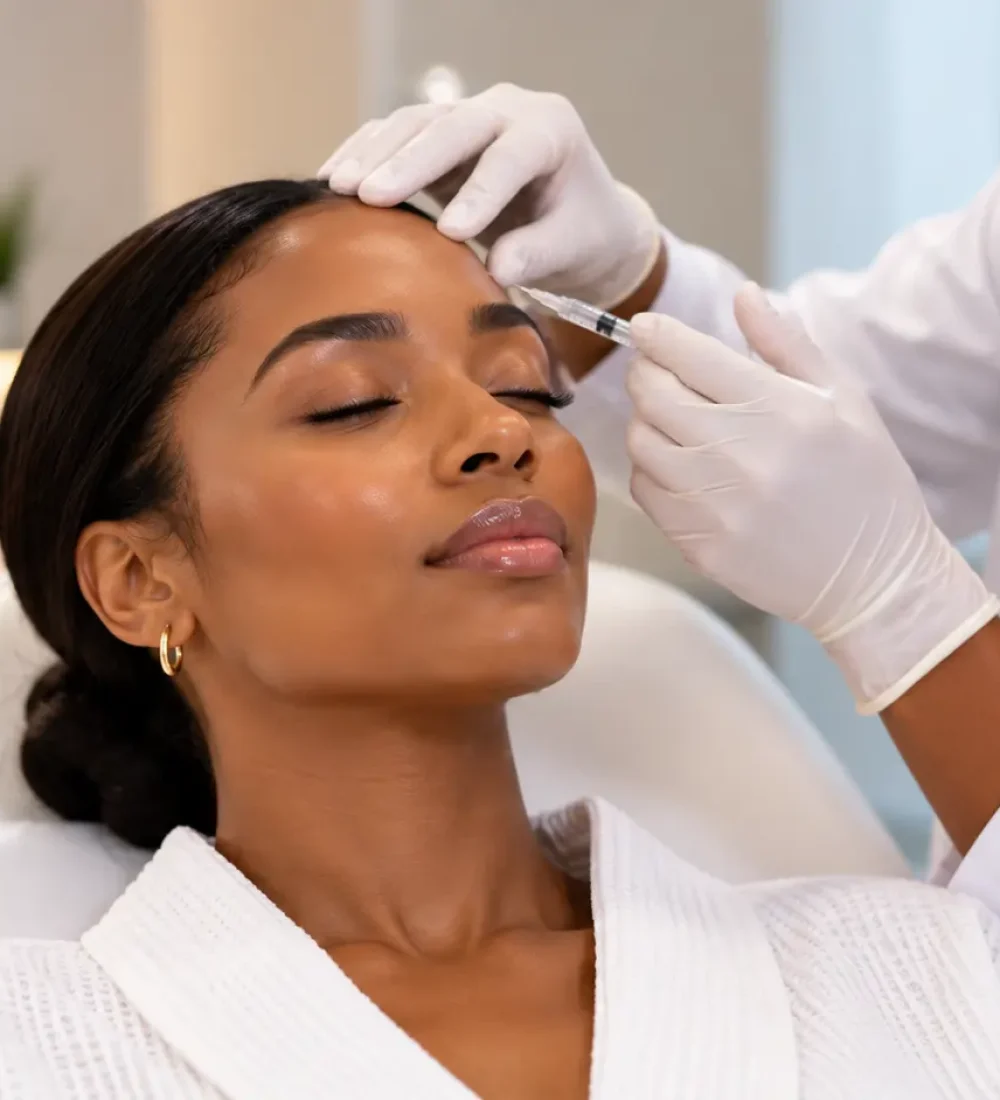 Patient receiving a Botox injection at Skintisfaction's aesthetic clinic in Lagos